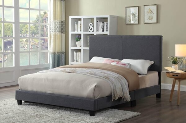 Grey Leather Faux Bed Frame