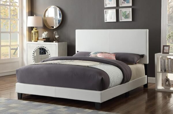 White Leather Faux Bed Frame