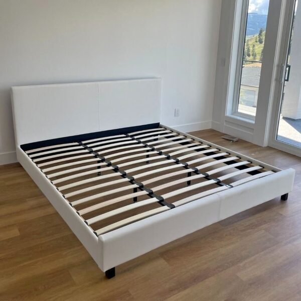 Leather Faux Bed Frame White
