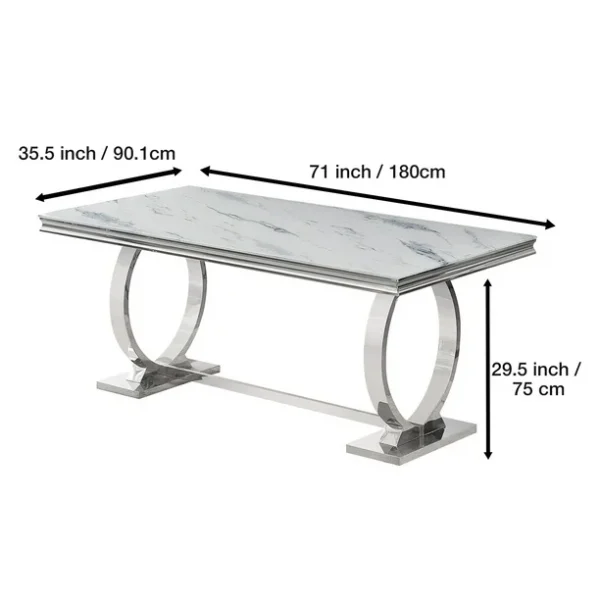 Salsa Marble Dining Table with 6 Bombay Grey Chairs Set - Image 2