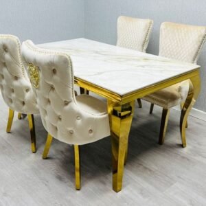 Gold Marble Dining Table Set