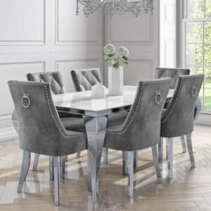 Silver Marble Dining Table Set