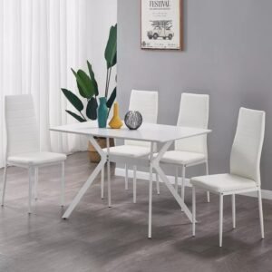 Grey Square Glass Table with 4 Chair