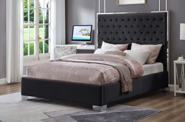 Silver Steel Line Headboard Bed Frame - Image 4