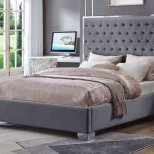 Silver Steel Line Headboard Bed Frame
