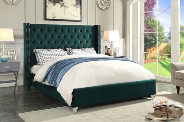 Rich Green High Headboard Bed Frame