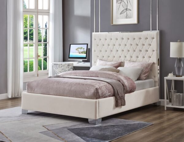 Silver Steel Line Headboard Bed Frame - Image 3
