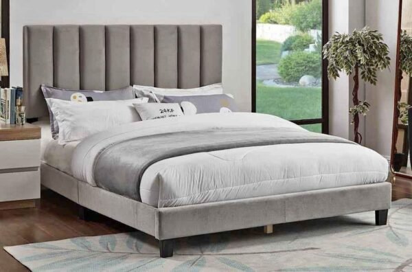 Verticle Line Velvet Bed Frame