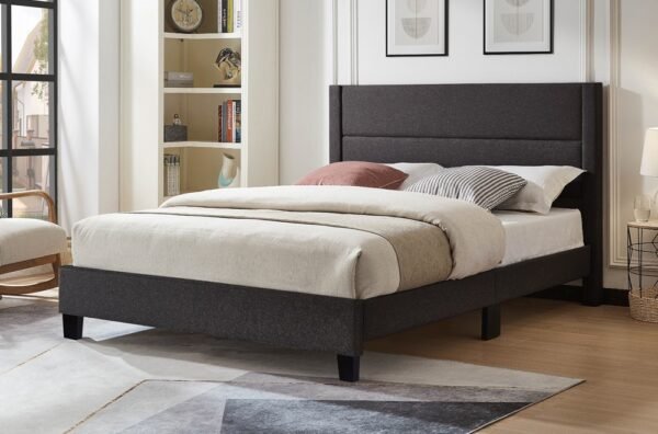 Black Fabric Platform Bed Frame