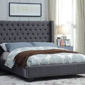 Grey High Headboard Bed Frame