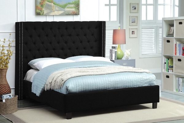 Black High Headboard Bed Frame