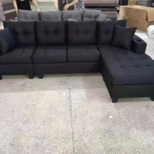 Black Reversible Fabric Sectional Sofa