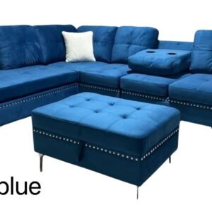 Blue L Shape Storage Sofa Set