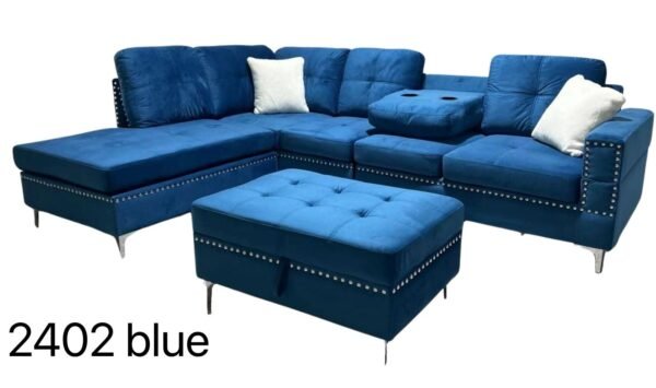 Blue L Shape Storage Sofa Set