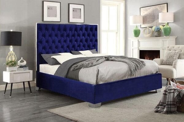 Blue Silver Steel Line Bed Frame