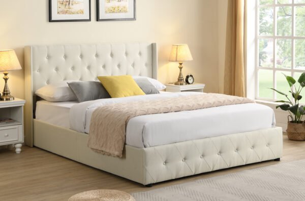 White Hydraulic Lift-Up Storage Bedframe
