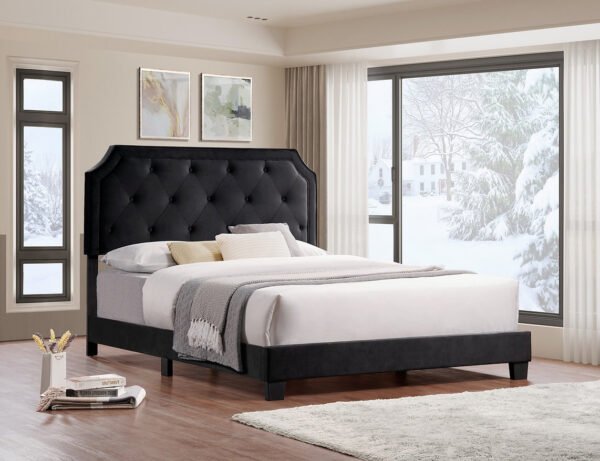 Black Velvet Diamond Bed Frame