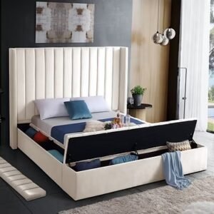 Beige Meridian Kiki Storage Bed Frame