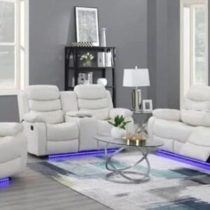 White Electric Roma Recliner Sofa Set