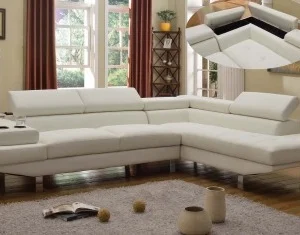 Cream Air Leather Sectional Sofa