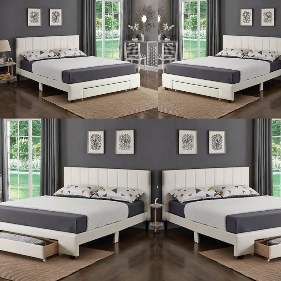“Platform Bed with Storage & Headboard – Faux Leather”