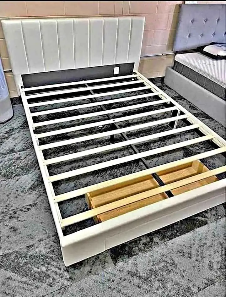 “Platform Bed with Storage & Headboard – Faux Leather”