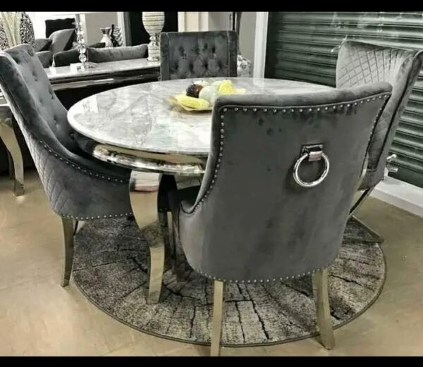 Round Marble With Silver Dining