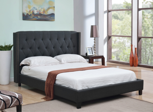 Fabric Tufted Platform Bed Frame
