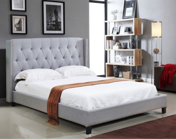 Fabric Tufted Platform Bed Frame