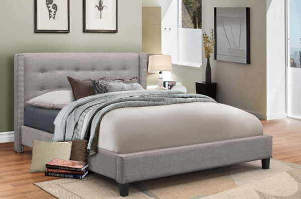 Grey Low Headboard Bed Frame