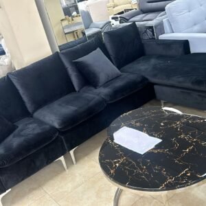 4 Seater Black Reversible Sofa