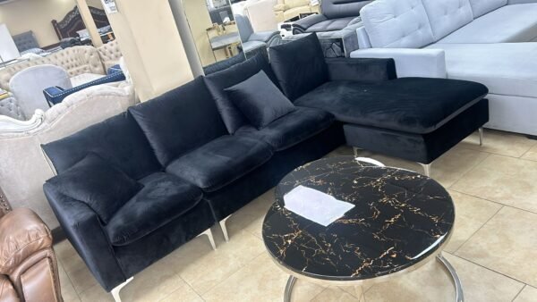 4 Seater Black Reversible Sofa