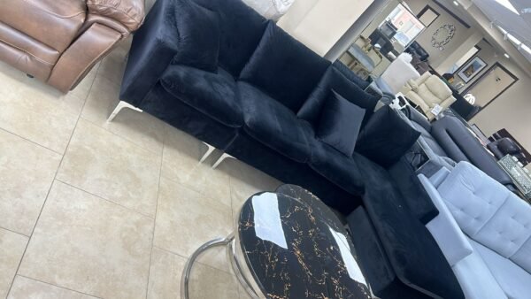 4 Seater Black Reversible Sofa