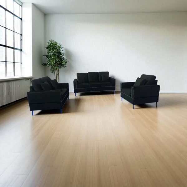 Modern 3-Piece Black Sofa Set