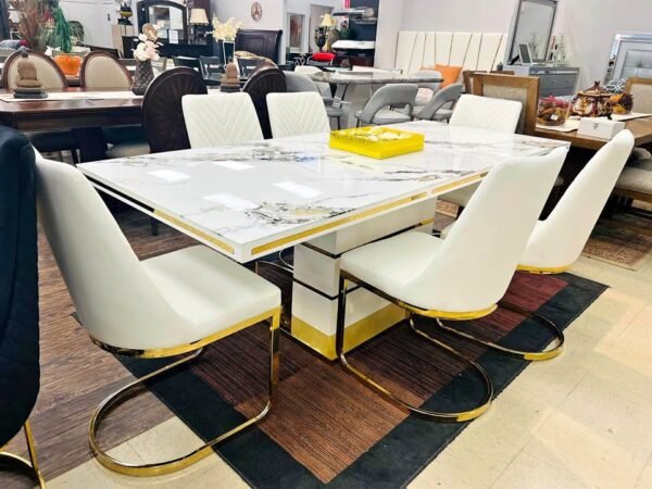 Modern 7-Piece Marble Dining Set