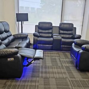 Power Electric Recliner Leather Living Sofa Set 3-Piece