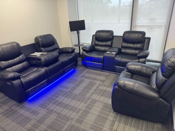Black power electric recliner Sofa Set 3+2+1