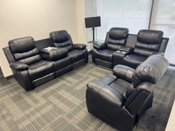 Black power electric recliner Sofa Set 3+2+1