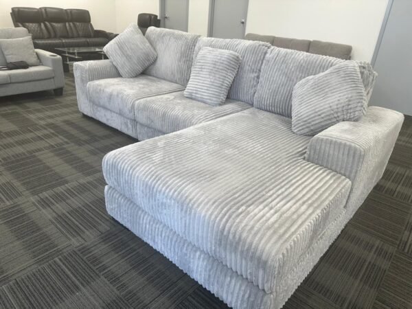 Cordroy Grey Sectional Sofa Set