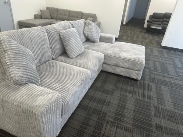 Cordroy Grey Sectional Sofa Set - Image 3