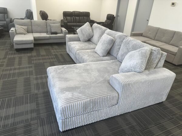 Cordroy Grey Sectional Sofa Set - Image 2