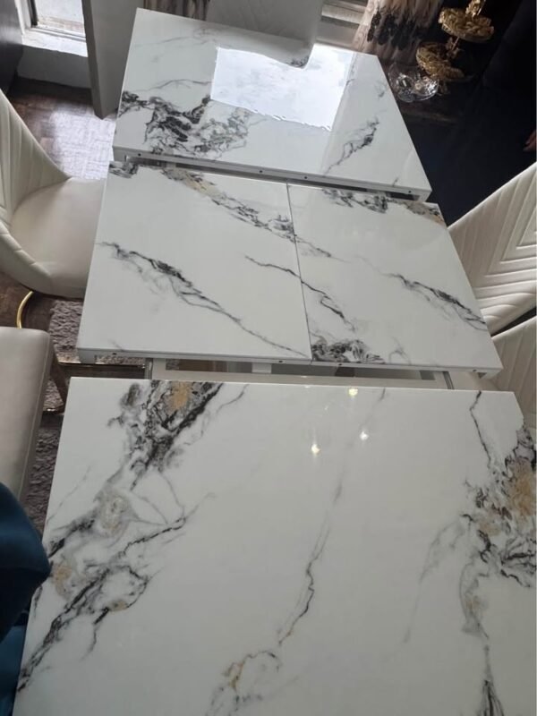 Modern 7-Piece Marble Dining Set - Image 4