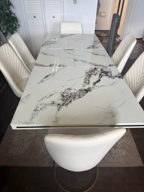 Modern 7-Piece Marble Dining Set - Image 2
