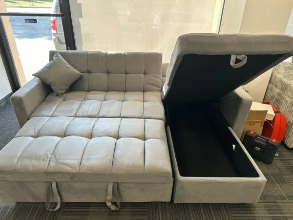 Velvet Convertible Sofa Bed with Storage & Pull Out Couch - Image 4