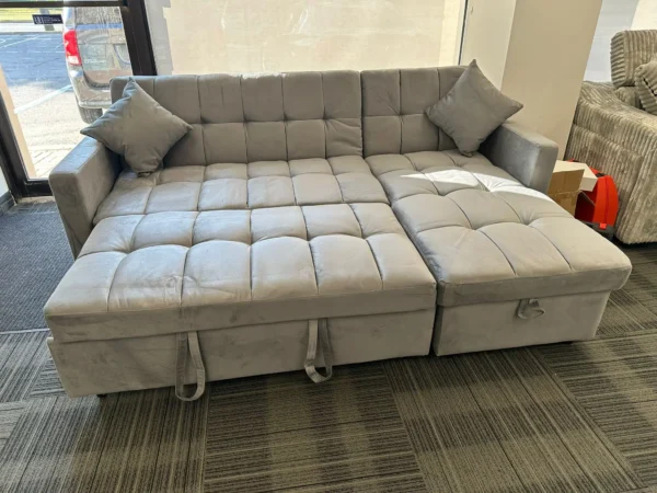 Velvet Convertible Sofa Bed with Storage & Pull Out Couch - Image 2