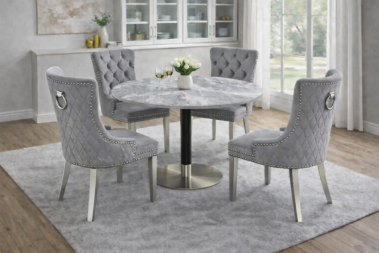 Round Marble Dining Table | 5 Piece Marble Set Canada - Image 2