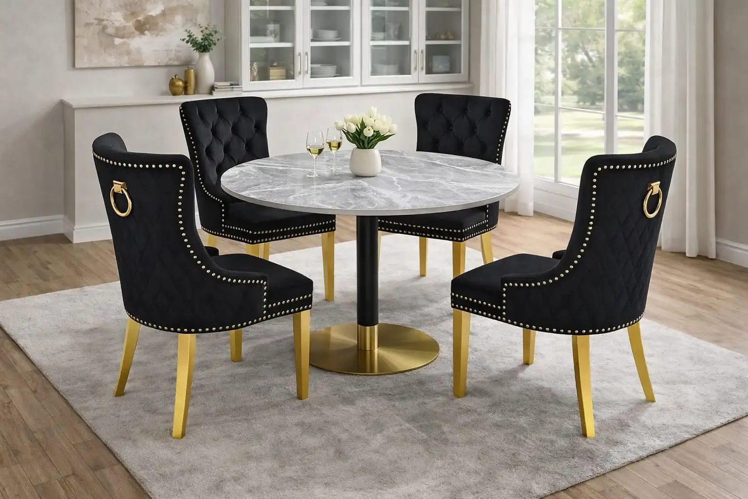 Round Marble Dining Table | 5 Piece Marble Set Canada - Image 4
