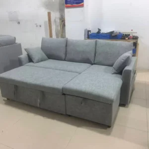 Modern Grey Pull Out Sectional Sofa Bed Couch with Storage Chaise
