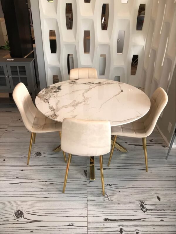 Round Marble Dining Set – 5 Piece Dining Table