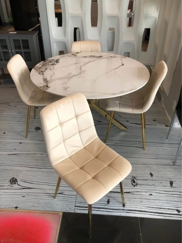 Round Marble Dining Set – 5 Piece Dining Table